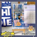 Box of 6 erasable 0.5mm retractable gel pens with cute bear theme in blue and white - Honey Bear 6Pcs/Box-Crystal Blue Ink