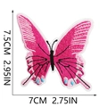 Pink butterfly embroidery patch with dimensions showing 7.5x7cm for clothing decor - Peach Pink Butterfly (C19HD-125-37)