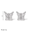Vlinder oorknopjes in zilver met heldere zirkonia en een hoogte van 7,8 mm - Stijl D Platina