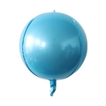 Glossy bright blue 4D round aluminum foil balloon for birthday party and festive decoration - 15 Inch / Holographic Blue