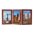 Marco de fotos triple plegable de madera de nogal con imágenes de monumentos - Caoba