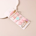 Pink pearl hair clip set featuring heart and smiley face designs on beige background - G Style-Pearl Pink Heart Style