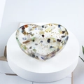 Heart-shaped resin bowl with colorful crushed stones and gold foil flakes for jewelry - 03 Cat Eye Stone + Gold Foil