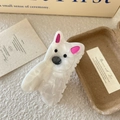Cute bulldog animal hair claw clip made of pearlescent white acetate with pink ears - 1# Yellow Hat Dog (8.5cm)