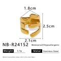 Detailed view of irregular wavy stainless steel gold ring with 5.7g weight info - Multi-layer Intertwined Design (NB-R24152)