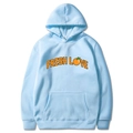 Light blue hoodie featuring orange Fresh Love lettering and a citrus fruit graphic - Light Blue