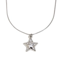 Collar con colgante de estrella plateada y circonitas en una fina cadena de serpiente - Color Acero