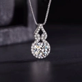 Exquisite silver necklace featuring a sparkling round stone set in a full pavé gourd pendant - Xl-37 [comes With Box And Chain]