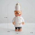 Christmas teddy bear chef hanging ornament in white uniform with gold Sacher text - Chef Bear
