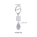 Macro detail of silver stainless steel earring with zircon drop pendant and size measurements - Clear (NR24111601-6)