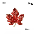 Détails des dimensions de la broche feuille d'érable rouge avec cristaux, 5,2 x 4,8 cm - Feuille d'érable / Rouge