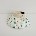 Detailed view of cream sun visor with floral quilting and 3D flower m-logo detail - 54cm 4-12 Years / Green