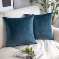 Set of 2 navy blue velvet cushion covers for sofa, elegant solid color soft home decor - 54# Azure / 30*50cm Pillowcase (without Insert)