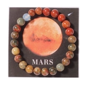Detail of Mars themed natural stone beaded bracelet with red tiger eye and opal on card - Mars (With Card)