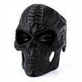 Gothic skull ring in matte black stainless steel featuring intricate bone texture carving - US 7 / Black