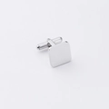Polished square silver stainless steel cufflink with standard T-bar clasp closure - Steel