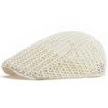 Ademende crème mesh pet met honingraatpatroon voor optimale zomerse zonbescherming - Verstelbaar / Broken Wit