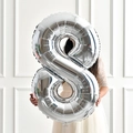 Large 40-inch silver number 8 foil balloon for birthday and party decorations - Silver Style 8