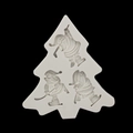 Off-white silicone mold featuring three distinct Santa Claus shapes for Christmas cakes - Style 2 / Gray
