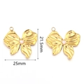 Golden bow pendant with pearl detail, size 21.5mm x 25mm, stainless steel DIY jewelry - Bow / 2 Pcs/Set / Gold