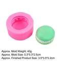 Silicone macaron mold showing dimensions 5.3x5.3x2.5cm and 40g weight for baking - 5# 15-372 / Pink