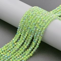 Detailed view of 4mm faceted glass beads in neon green with rainbow aurora finish - 4mm (Approx 98pcs/Strand) / Fruit Green Half AB