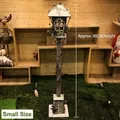 Vintage small wooden Christmas street lamp decor with red berries, 80cm tall - Height 80cm / Wooden Street Light - Small