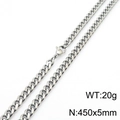 Silberne Edelstahl-Cuban-Gliederkette, 5mm breit und 45cm lang, mit Karabinerverschluss - 5mm*450mm(KN233046-ZZ)