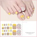 Detail of crystal ice-clear toenail stickers with gold glitter and yellow rhinestones - Yellow Polka Dot Cute Animal Style (J23-03) / 10.8*5.8cm