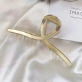 Elegant gold metal flower hair claw clip with a minimalist twisted knot design - Large Gold
