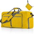 Bright yellow foldable travel bag with gray handles and shoulder strap in high capacity - 65L / Ant Lemon Yellow