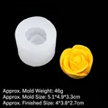 3D rose silicone mold for candles and soap including size details and finished sample - 4# B1049 / Clear