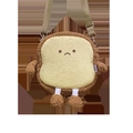 Sac à bandoulière créatif en peluche en forme de toast avec broderie et sangle - Toast Brûlé Triste