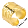 Detail view of 1.6cm wide gold stainless steel ring with hammered texture and open size - Gold