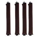 Brown heatless hair curler set with four soft velvet rollers and secure black hooks - 4 Piece Set / Coffee