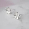 Minimalist 925 sterling silver cherry blossom stud earrings with a matte silver finish - Small Flower / Silver