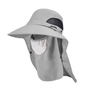Men's outdoor wide brim sun hat in light grey with removable face mask and neck flap - Light Gray