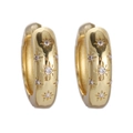 18K gold-plated wide hoop earrings featuring starburst engravings with micro zircon stones - Octagonal Starburst Zirconia Earrings