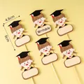 60Pcs Graduation cake toppers with writable cartoon girl tags for graduation parties - Writable Graduation Girl 60 Pcs