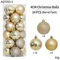 Lot de 24 boules de Noël dorées de 4cm avec finitions pailletée, mate et miroir - Lot de 24 / Or clair