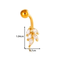 Gold stainless steel navel ring with leaf shaped marquise zirconia stones - Gold Leaf Style (0200-9# Gold)