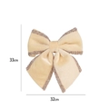Cream velvet Christmas bow with sparkling glitter edges, large 33cm tree ornament - Large (33x32cm) / Beige