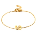 Golden stainless steel letter S bracelet with sparkling rhinestones and adjustable clasp - Letter S Style (KB117714-KLB)