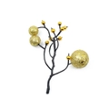 Ramo di bacche dorate artificiali natalizie con glitter e finitura lucida decorativa - Oro