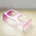 Modern transparent pink acrylic double-hole elevated pet bowl stand with minimalist design - Purple Gradient Double Rack