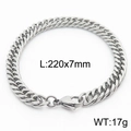 Silver stainless steel 7mm Cuban link bracelet with lobster clasp and 220mm length info - Style D 7mm x 220mm