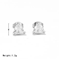 Elegant 7mm triangular clear zircon stud earrings in silver prong setting weight 1.2g - Silver-White Zirconia