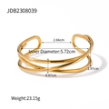 Gold stainless steel multi-layer hollow bangle with irregular vintage line design - Cross Streamline Gold Bangle(JDB2308039)