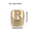 Ciondolo dorato lettera R con pietre di zircone e dettagli in rilievo floreali - Stile lettera R (YSN214-18)