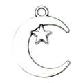 Silver celestial moon and star alloy pendant charm for DIY jewelry necklaces - Star Moon 20x16mm / Antique Silver